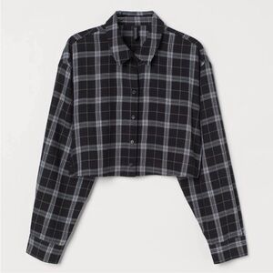 H&M | Plaid Cropped Long Sleeve Top Medium